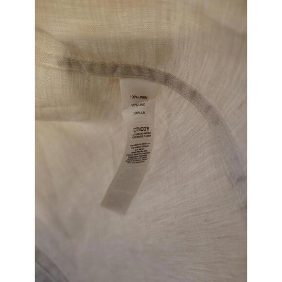 Chico's beige Button Blouse 100% Linen Large (2) - Picture 6 of 8